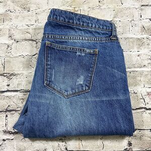 Gianni Bini Jeans Womens Large Blue Distressed‎ Straight Fit Denim Pants